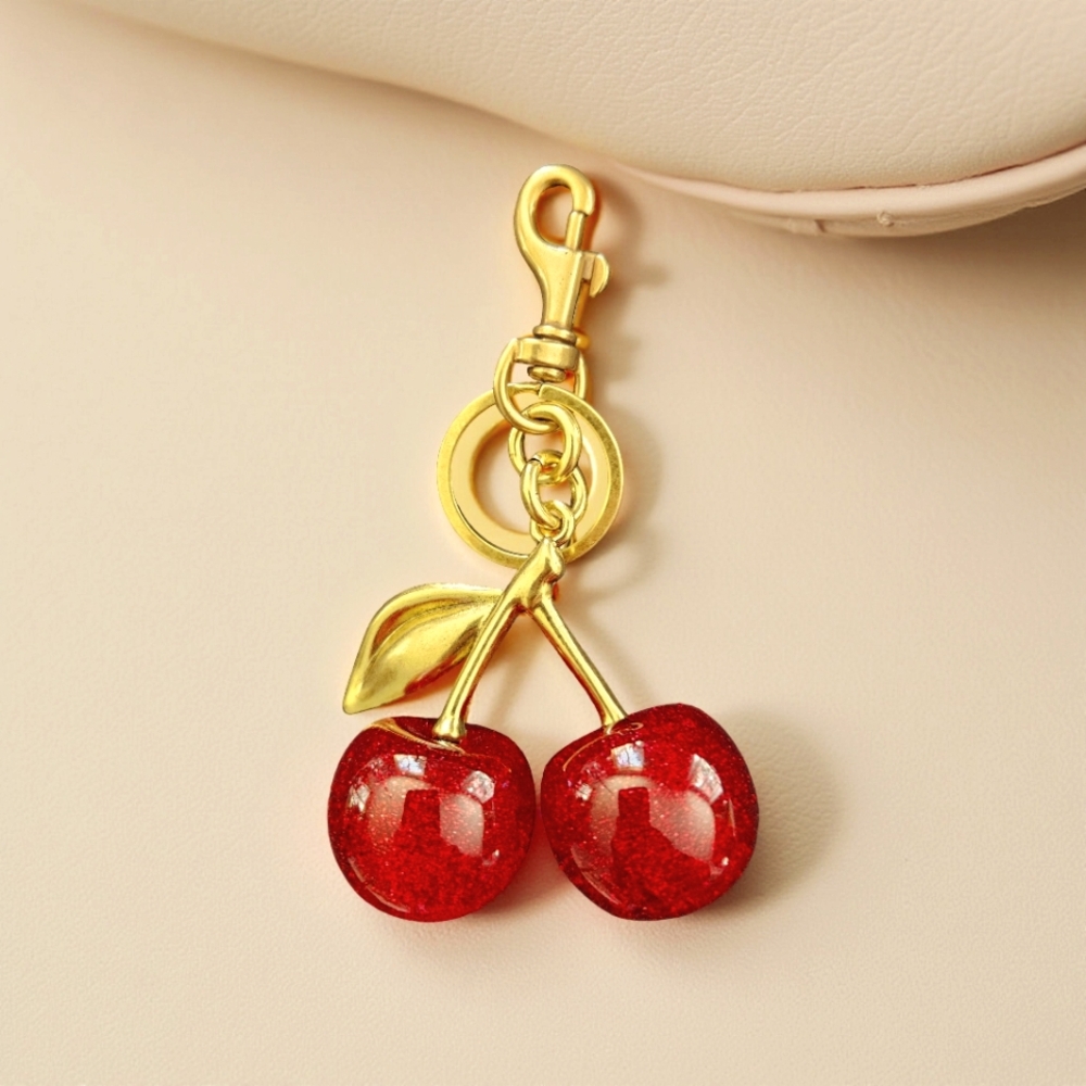 New Gold and Red Cherry Bag Charm
